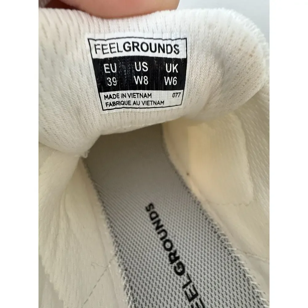 FeelGrounds Original Knit Minimalist Barefoot Sneakers White Sz 39 US Women’s 8